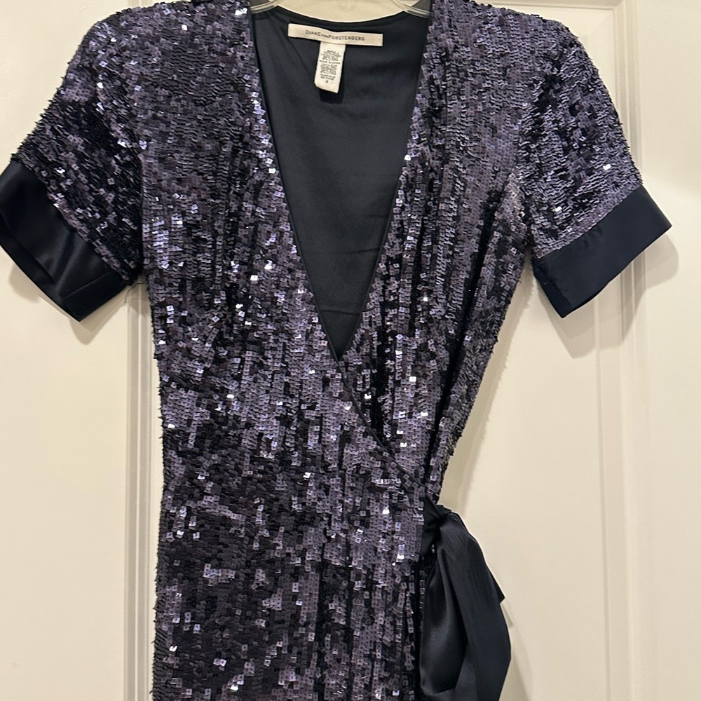 Purple Sequin Wrap Dress